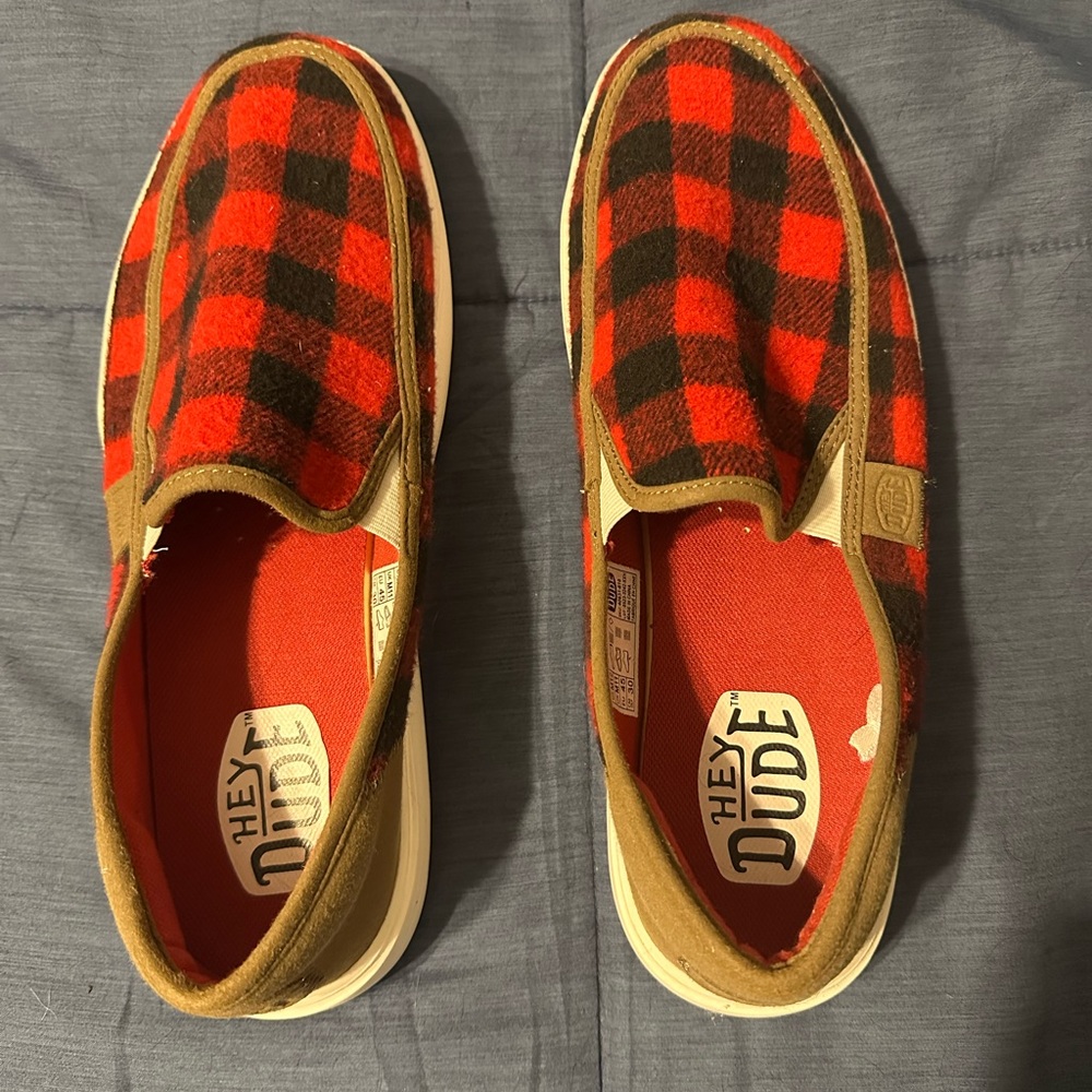 Men’s Red Plaid HeyDudes - Red and black